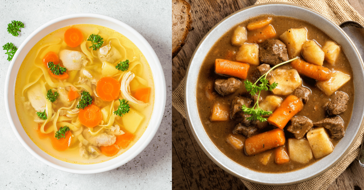 what is difference between stew and soup?