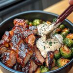 Teriyaki Pork Bowls with Crispy Brussels Sprouts